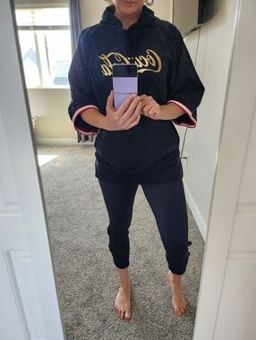 Coca Cola Black Hooded Pullover with Red Neck Trim